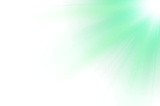 Green star glow, shine, ray light up in transparent PNG. Beautiful rays of light on PNG background with green sunlight lens flare. Bright sparkle for winter holiday scenes and designs.