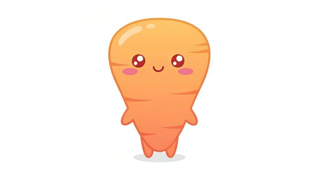 Cartoon carrot character sticker boasts. Large head combined to emphasize the adorable aesthetic.