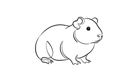 Obraz premium Line drawing of a guinea pig against a clean white background