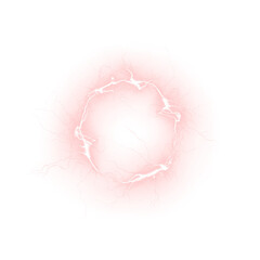 Electric red lightning halo ring PNG overlay with glowing storm plasma forming a circular energy...