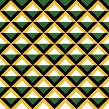 Seamless geometric pattern with layered diamond shapes creating optical drift illusion. Abstract retro background with rhythmic motion effect.