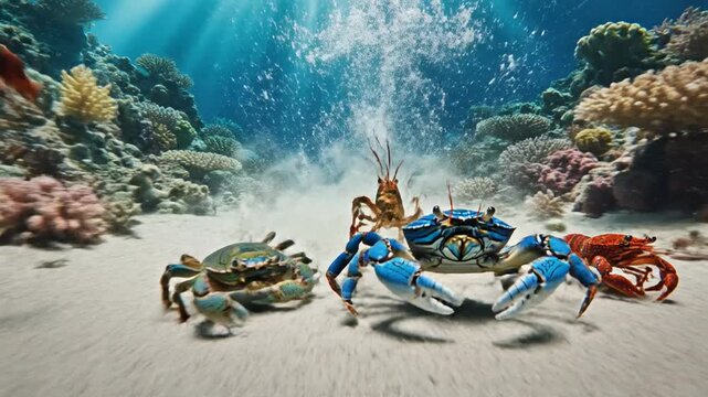 Agile Crustaceans Dodge Playful Underwater Splashes