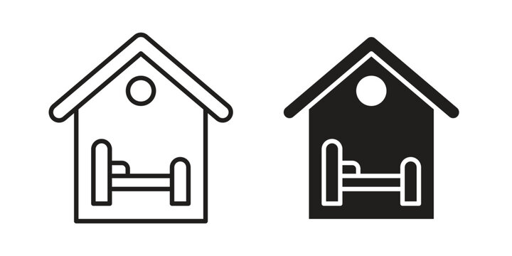 Accommodation icon for mobile application, button and website design.