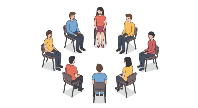Group of People Sitting in a Circle.