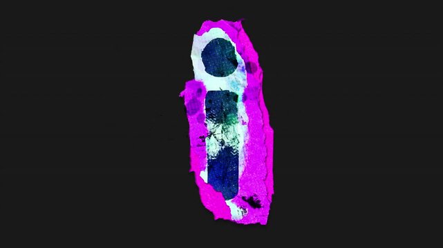 A drag and drop vibrant and brightly coloured typographic letter with alpha, in a torn creased up paper and card punk style that folds out in to place with worn aged effects and paper tears.
