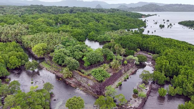 Micronesia Pohnpei Nan Madol Ancient Ruins Lost City Oceania Pacific Aerial Drone 4K
