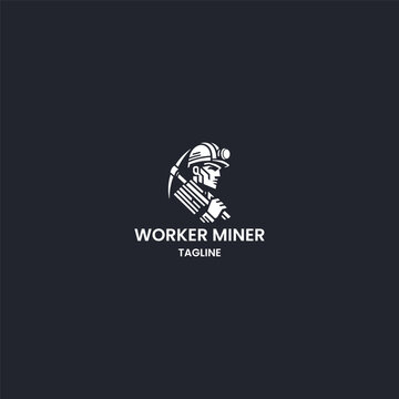 Worker miner logo template vector illustration design