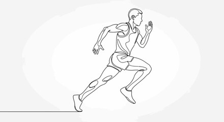 Obraz premium Running athlete illustration minimalist line art of a person in motion