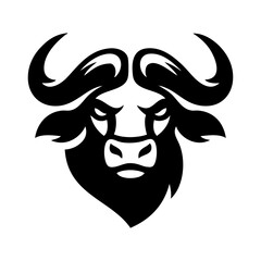 Logo fauna africana. Dibujo sencillo de cabeza de búfalo  © teracreonte