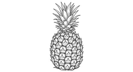 Obraz premium Black and white illustration of a ripe pineapple on a white background