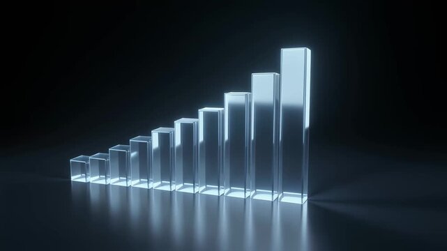 Ascending series of glowing transparent cubes against a dark background