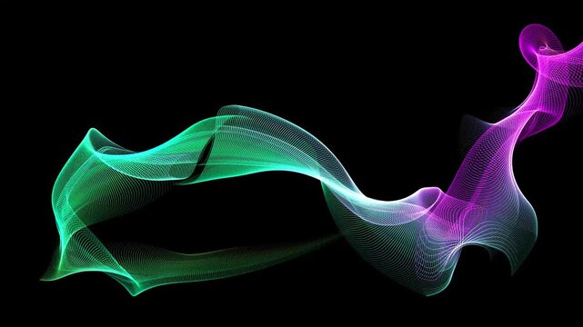 Smooth glowing wave line moving across a dark background, creating a modern abstract motion effect