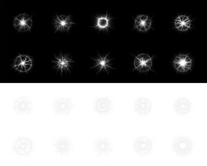 White lightning strike thunderstorm set PNG overlay with electric plasma glow displayed on...