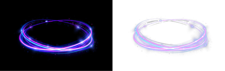 Obraz premium Semicircular lines glow with bright neon intensity. Motion creates smooth flowing energy paths. Ideal for digital and UI compositions.