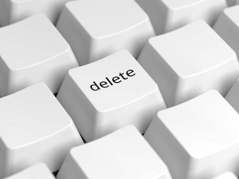 White delete key. Button. 3d illustration.