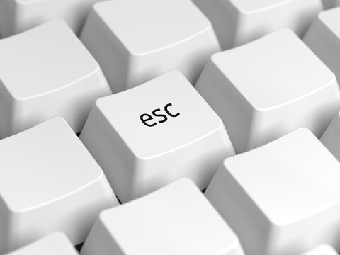 White esc key. Button. 3d illustration.