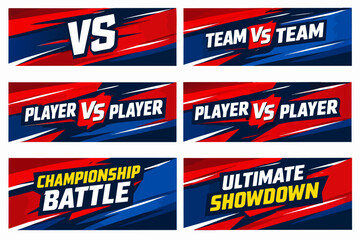 Fototapeta premium Versatile versus screen banners for competitive gaming, sports, and championship battles