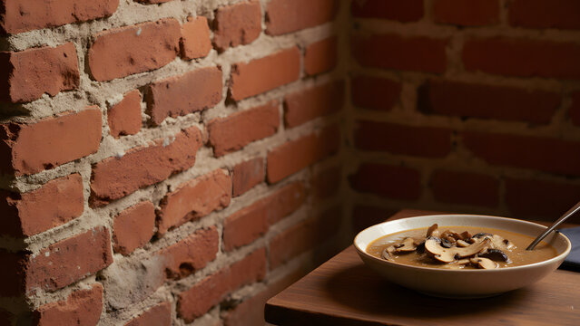 Red Brick Wall Corner with Food