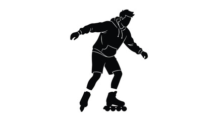 A dynamic image of a man roller skating captured in a striking silhouette © Lhvect02