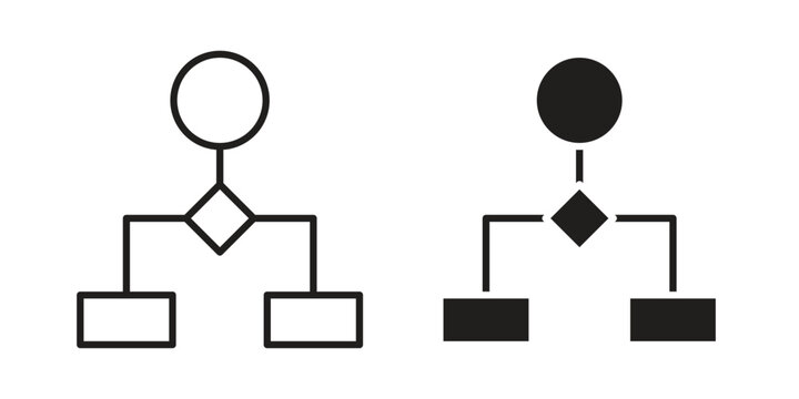 Flowchart icon for mobile application, button and website design.