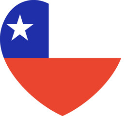 Fototapeta premium Flag of Chile badge, sticker in heart shape. National Chile flag heart icon, button. Chilean flag banner.