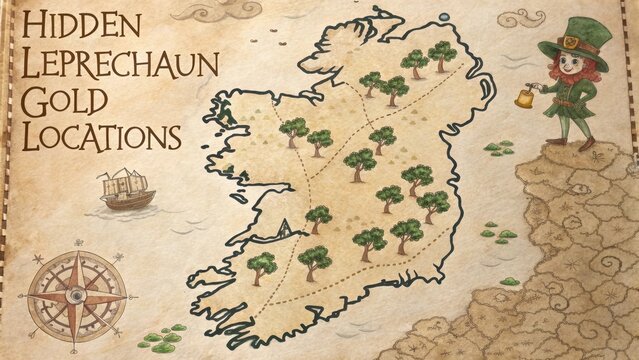 Leprechaun gold map of Ireland