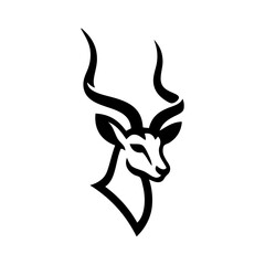 Logo fauna africana. Dibujo sencillo de cabeza de impala © teracreonte