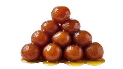Obraz premium Isolated delicious traditional Indian Gulab Jamun dessert balls in sweet sugar syrup