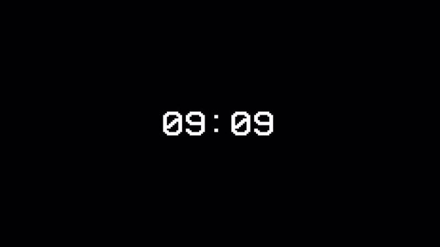 Ten minutes countdown timer in one minute, 10 minute timer countdown animation,  10 minute countdown on a transparent background.