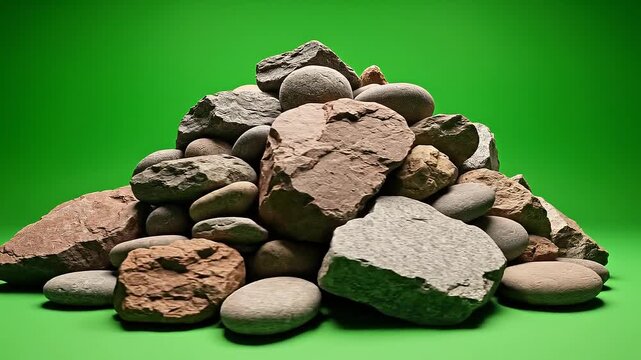 Rock Pile on Green Screen Background
