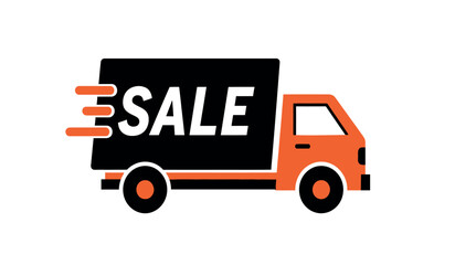 Naklejka premium Sale truck icon with promotional graphics