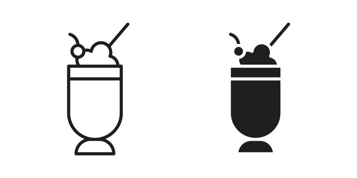 Milkshake icon for mobile application, button and website design.