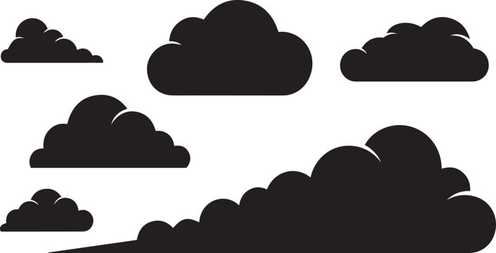 Cloud Silhouette Set Weather Icon Vector Collection