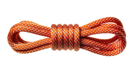 Isolated orange climbing rope neatly coiled for mountaineering and outdoor sports activity © Sindre