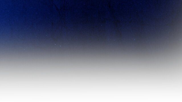 Deep blue gradient overlay with grainy dust texture and subtle scratches on the top edge isolated on transparent background. Concept of night sky atmosphere