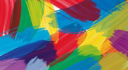 Fototapeta premium A vibrant abstract painting with colorful brush strokes on a canvas