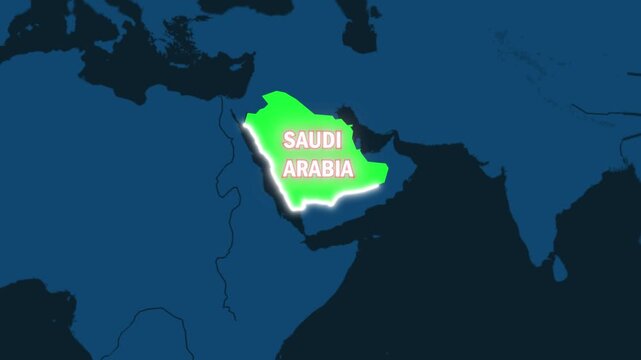 Saudi Arabia 3D Animated Map, Map of Saudi Arabia, 3D Map of Saudi Arabia, Saudi Arabia Country Animation, Saudi Arabia Geographic Visualization

