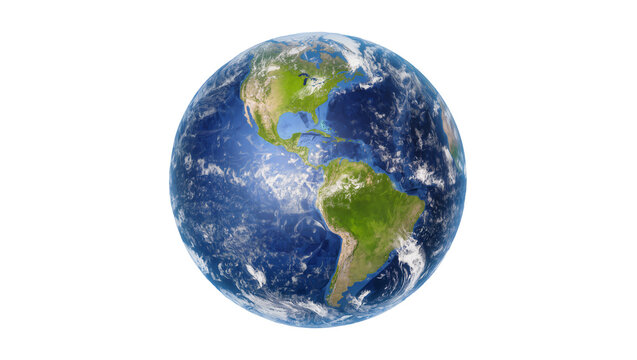 Isolated planet Earth showing Americas, a detailed blue and green globe from space