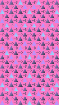 Arrow and Triangle Gradient Pattern on Pink Background vector illustration