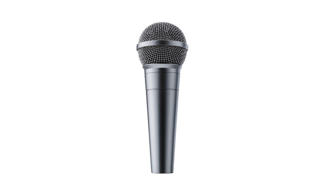 Isolated modern dynamic microphone, essential equipment for professional audio recording and live performance