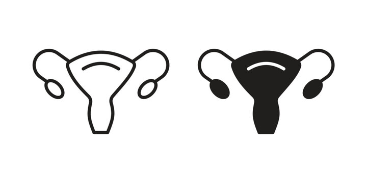 Uterus icon for mobile application, button and website design.