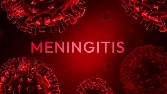 Meningitis virus cells on dark background emphasizing viral infection pandemic health safety and microscopic biology concepts