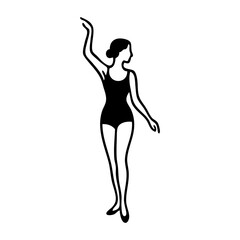 Logotipo con dibujo con líneas de una mujer con bikini de estilo retro, posando de pie con un brazo levantado  © teracreonte