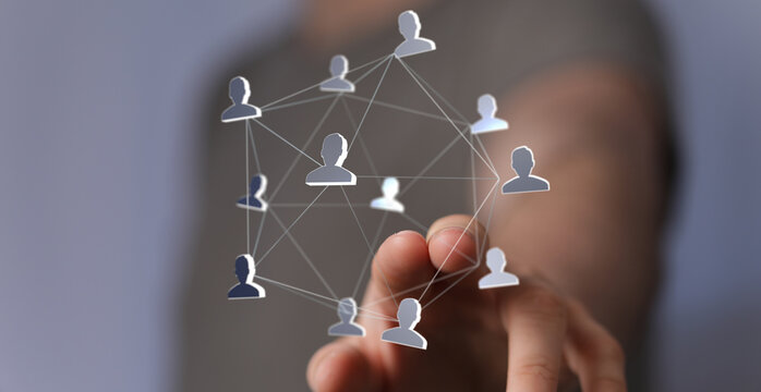 Abstract image showing network of connections and digital human interaction.  Conceptual image representing people, rel