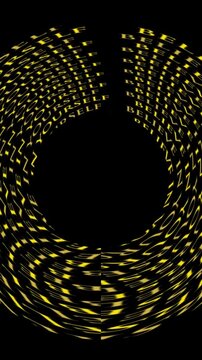 Seamless loop animation of motivational text Believe In Yourself forming a circular frame for a logo reveal on a black background