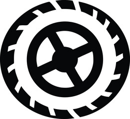 Obraz premium Black tire with wheel symbol mark