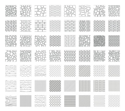 Landscape Architecture CAD Hatch Pattern Set Grass Water Stone Wall Texture Elements Collection
