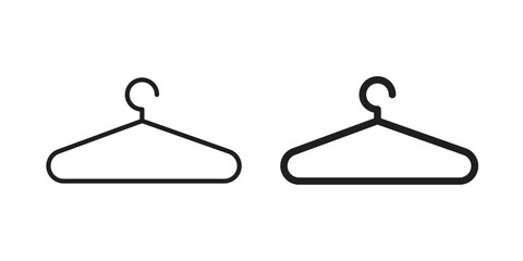 Clothes hanger icon set. outlined and solid flat clipart versions. © Warpiya