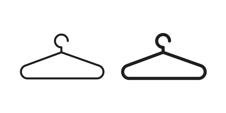 Clothes hanger icon set. outlined and solid flat clipart versions.
