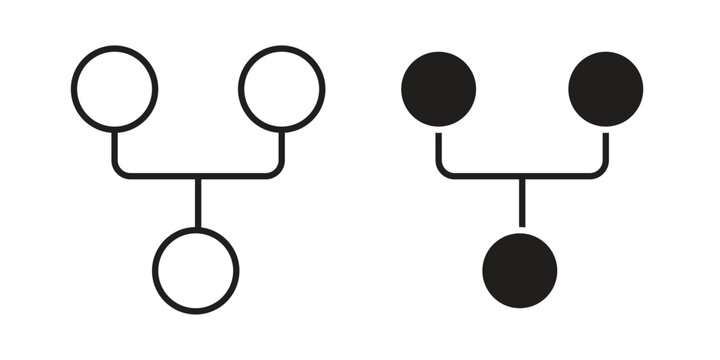 Code Fork icon set. outlined and solid flat clipart versions.